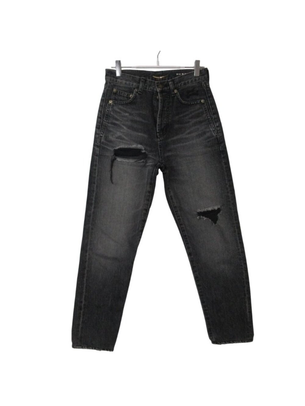 Saint Laurent Paris Denim Pants Jeans Fitted Distressed Tapered Button Fly